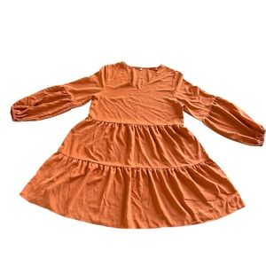 Orange Long-Sleeve woman Dress